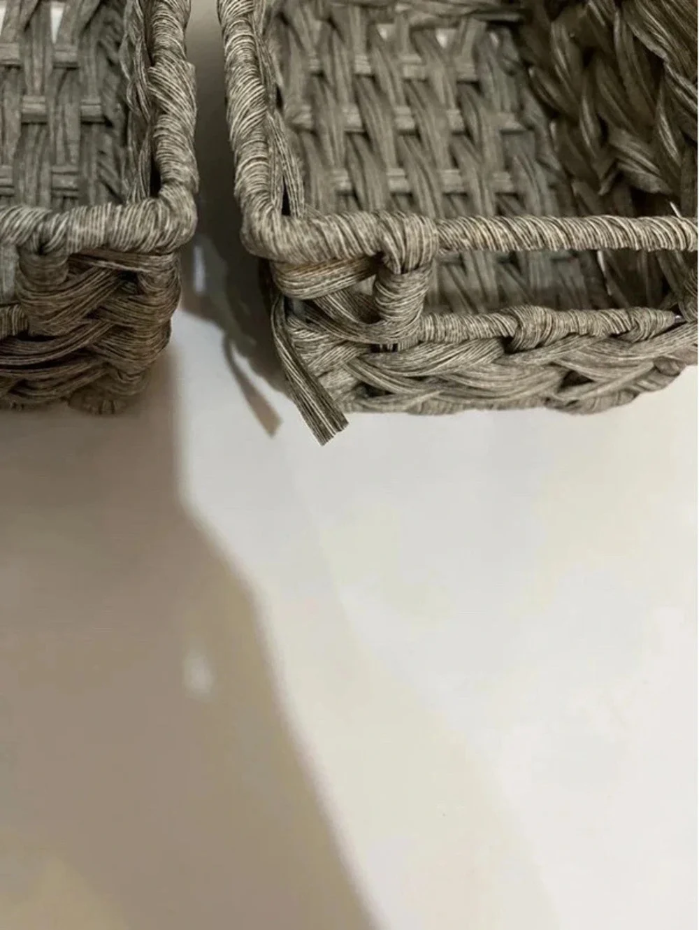 2 small Grey weaved basket for storage organizing
